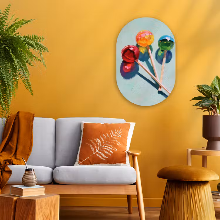 Muurovaal - Kunststof - Lollys - Schaduw - Drie - Blauw — 1