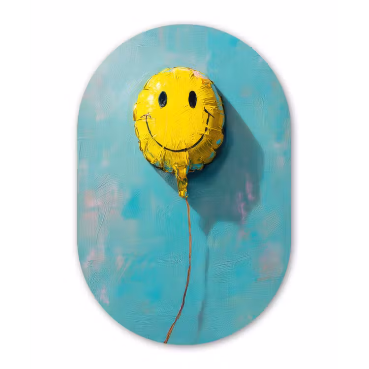 Muurovaal - Kunststof - Ballon - Geel - Smiley — 3