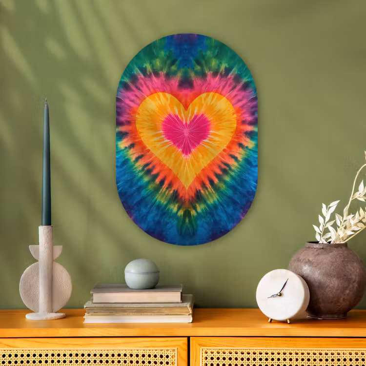 Muurovaal - Kunststof - Hart - Tie Dye - Kleurrijk — 2