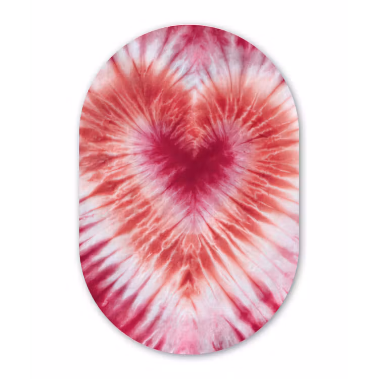 Muurovaal - Kunststof - Hartvorm - Roze - Tie dye — 1