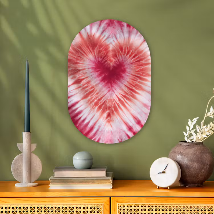 Muurovaal - Kunststof - Hartvorm - Roze - Tie dye — 3