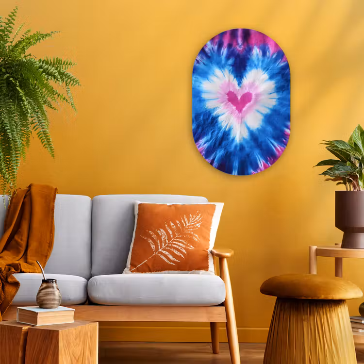 Muurovaal - Kunststof - Hartvormig - Tie dye - Paars — 1