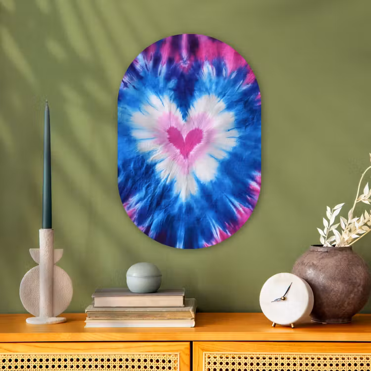 Muurovaal - Kunststof - Hartvormig - Tie dye - Paars — 3