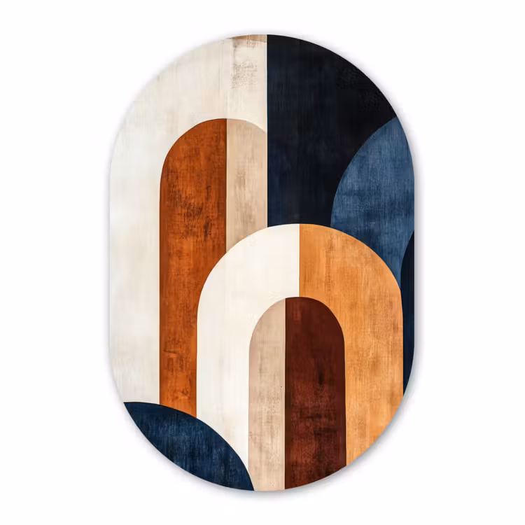 Muurovaal - Kunststof - Abstract - Vormen - Donkerblauw — 2