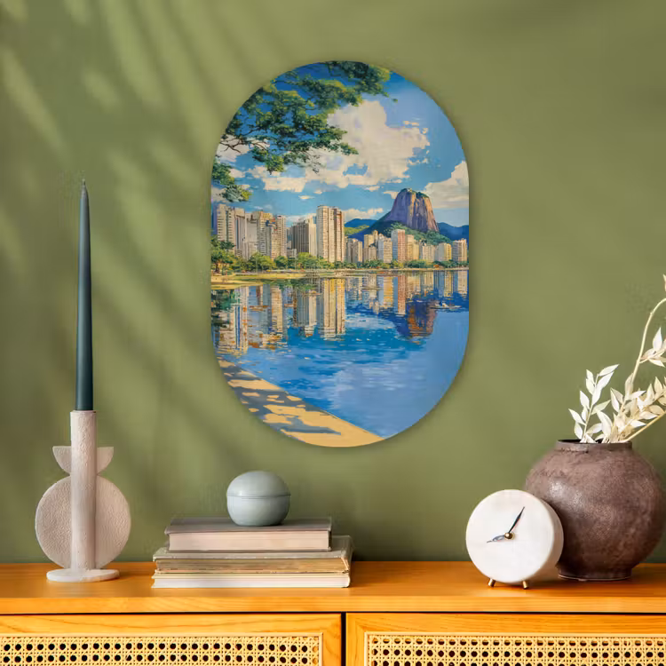 Muurovaal - Kunststof - Berg - Skyline - Strand - Water — 1