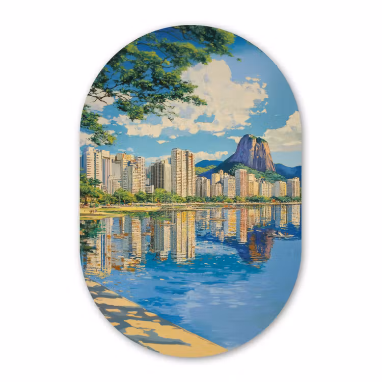 Muurovaal - Kunststof - Berg - Skyline - Strand - Water — 3