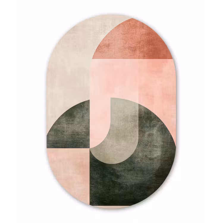 Muurovaal - Kunststof - Cirkel - Abstract - Roze — 2