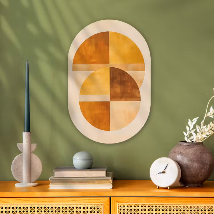 Muurovaal - Kunststof - Cirkels - Geel - Minimalistisch — 2