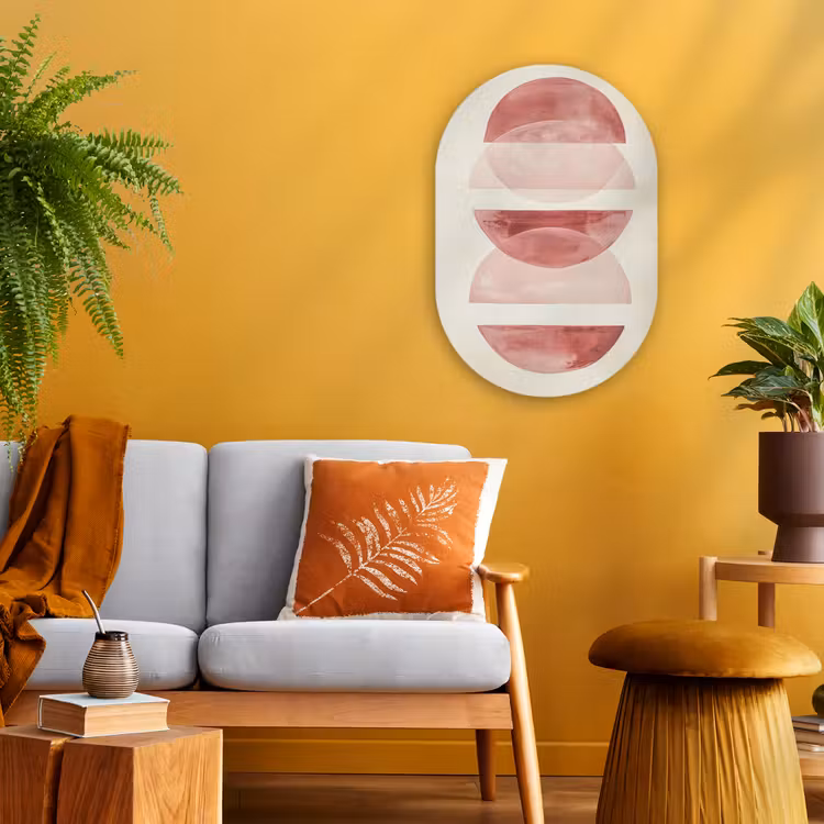 Muurovaal - Kunststof - Minimalistisch - Cirkels - Roze — 1