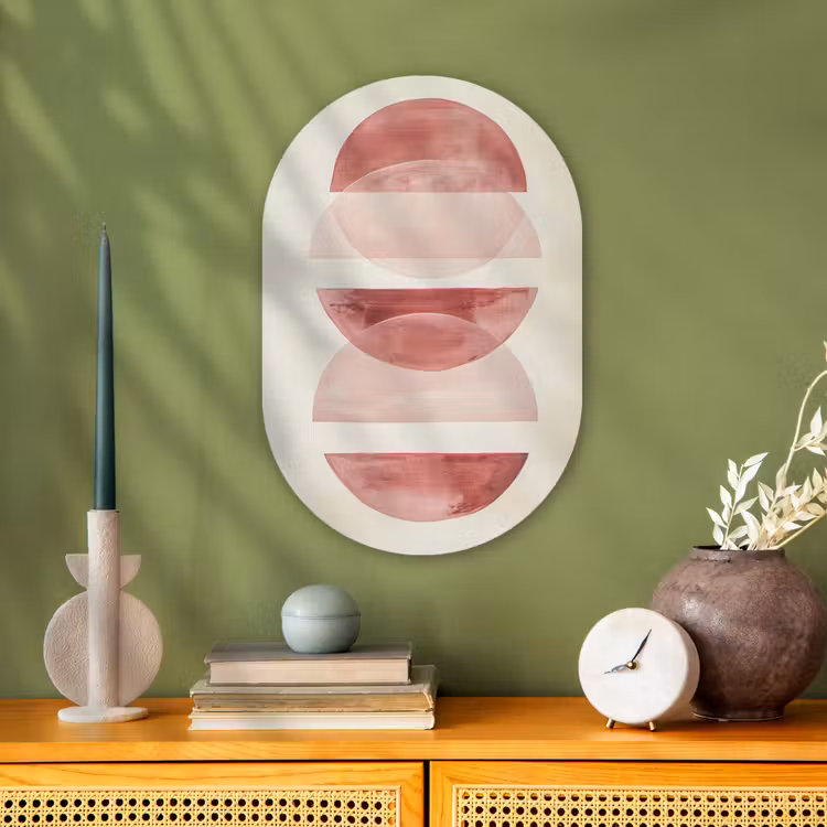 Muurovaal - Kunststof - Minimalistisch - Cirkels - Roze — 3