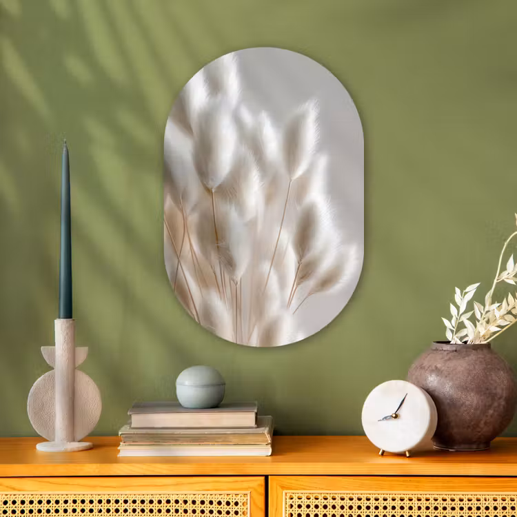 Muurovaal - Kunststof - Pluimen - Beige - Minimalistisch — 1