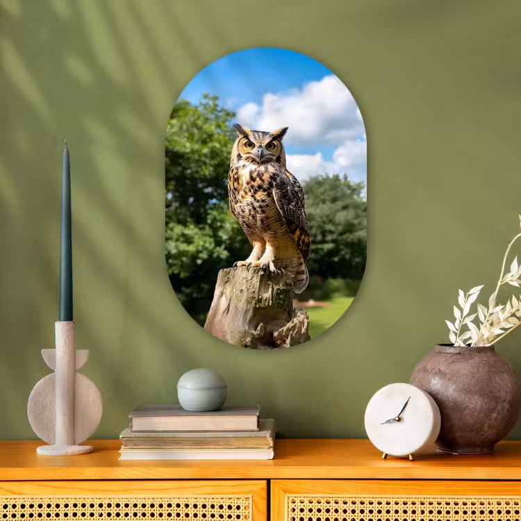 Muurovaal - Kunststof - Uil - Boomstronk - Bos - Lucht — 2