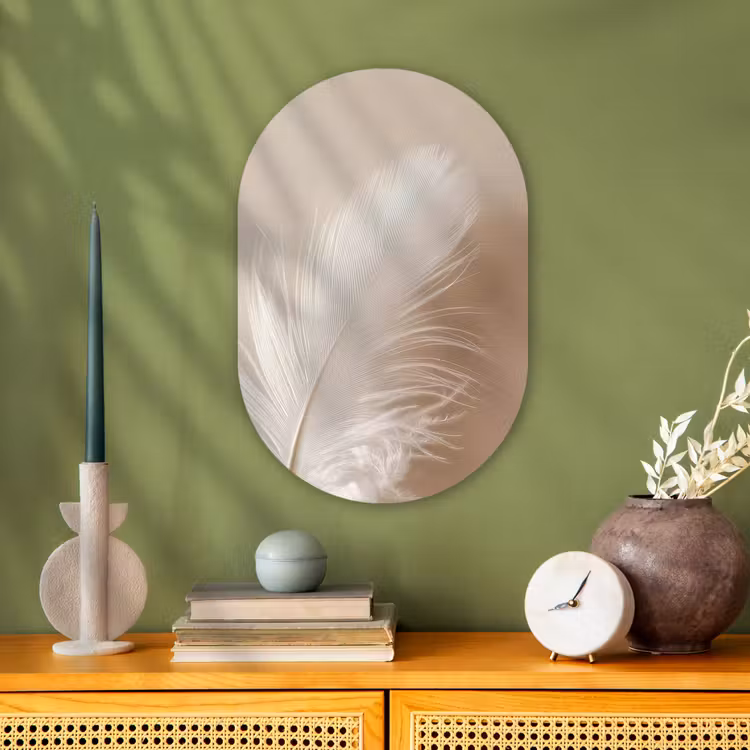 Muurovaal - Kunststof - Veer - Minimalistisch - Roze — 3