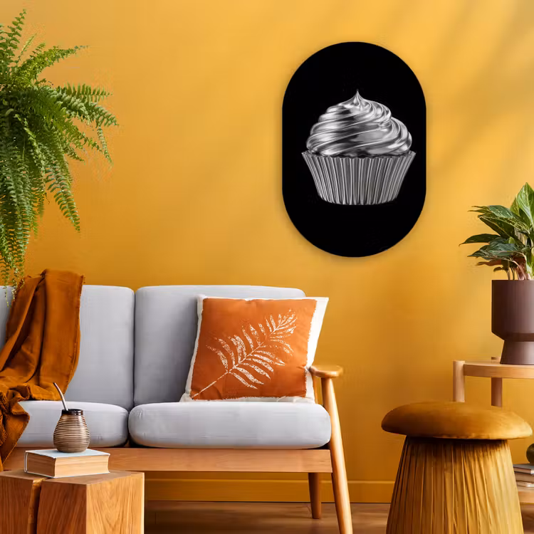 Muurovaal - Kunststof - Cupcake - Luxueus - Zilver — 2