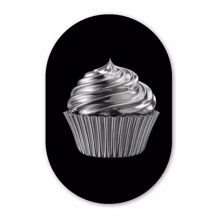 Muurovaal - Kunststof - Cupcake - Luxueus - Zilver — 3