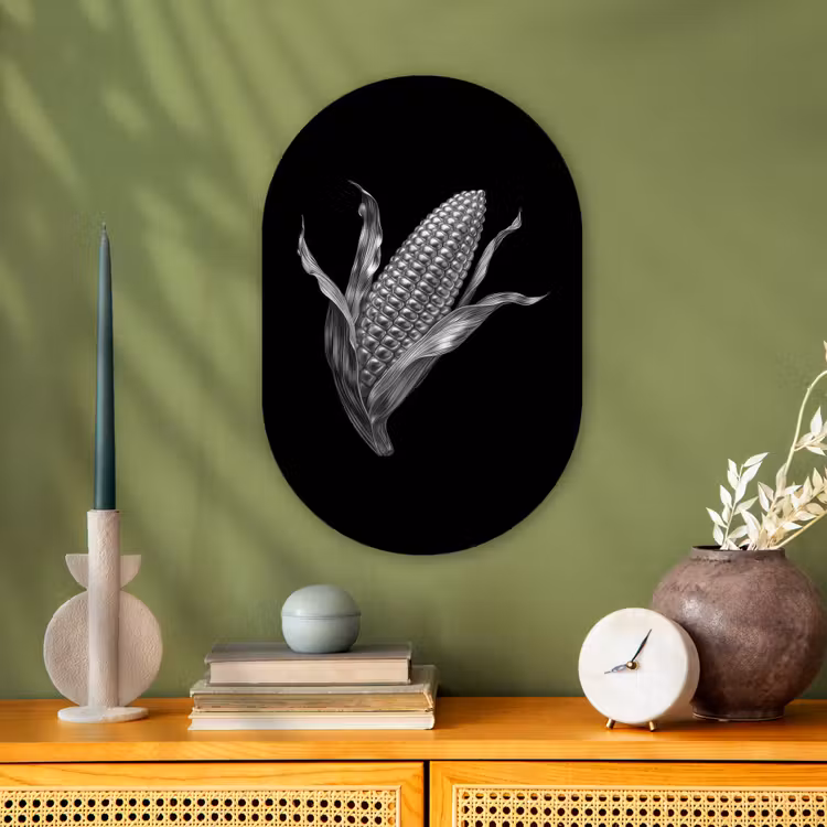 Muurovaal - Kunststof - Maïskolf - Glanzend metaal - Elegant — 2