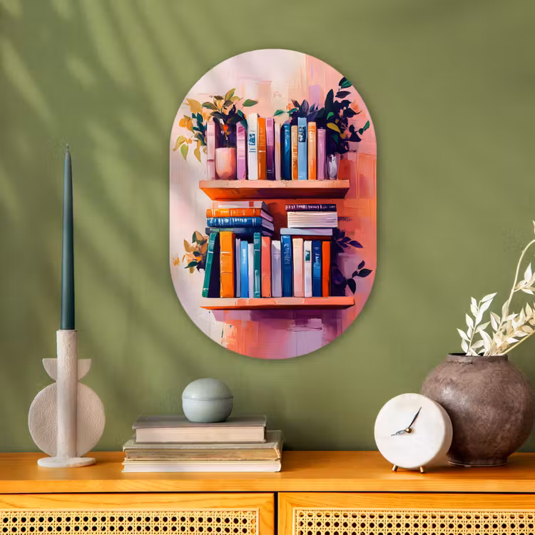 Muurovaal - Kunststof - Planken - Boeken - Bladeren — 2