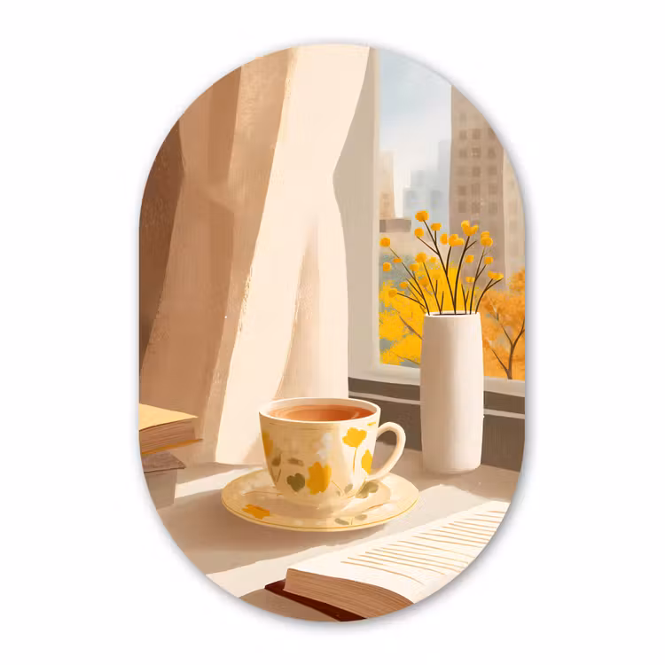 Muurovaal - Kunststof - Thee - Boek - Thee - Herfst — 3