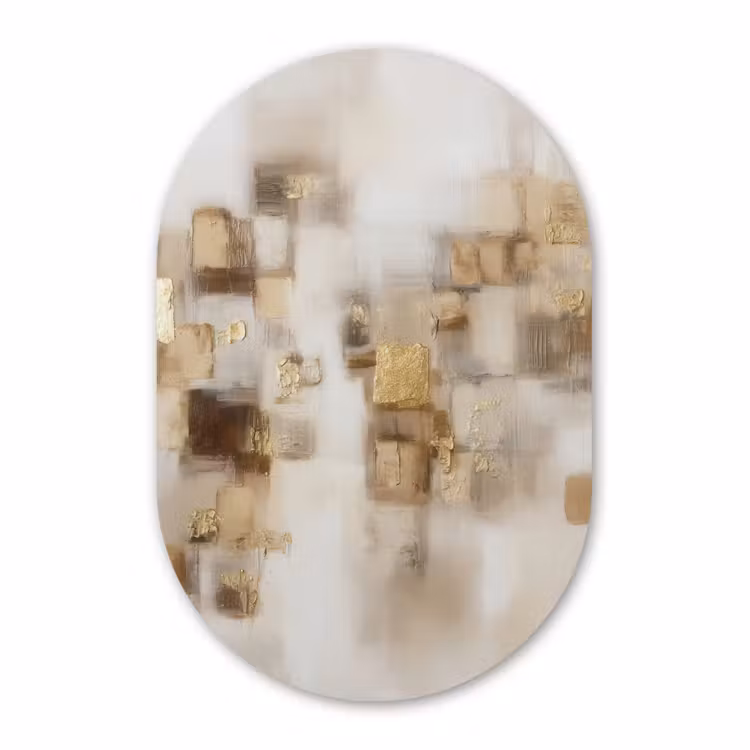 Muurovaal - Kunststof - Abstracte vierkanten - Aardetonen - Mistig — 3