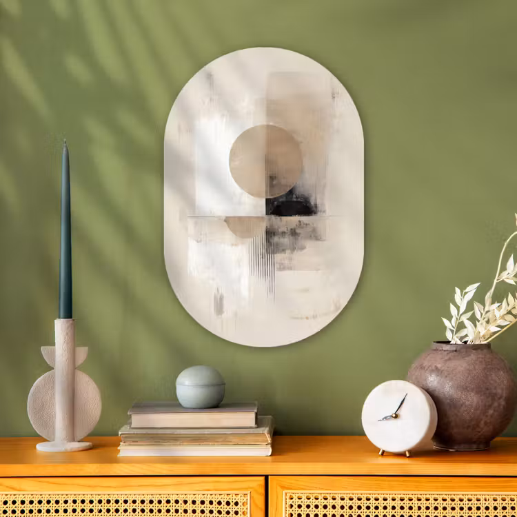 Muurovaal - Kunststof - Cirkel - Compositie - Diepte - Beige — 2