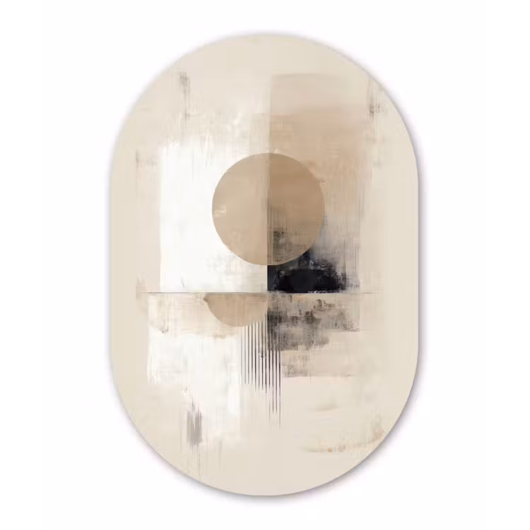 Muurovaal - Kunststof - Cirkel - Compositie - Diepte - Beige — 3