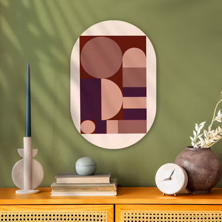 Muurovaal - Kunststof - Geometrisch - Cirkels - Rood — 2