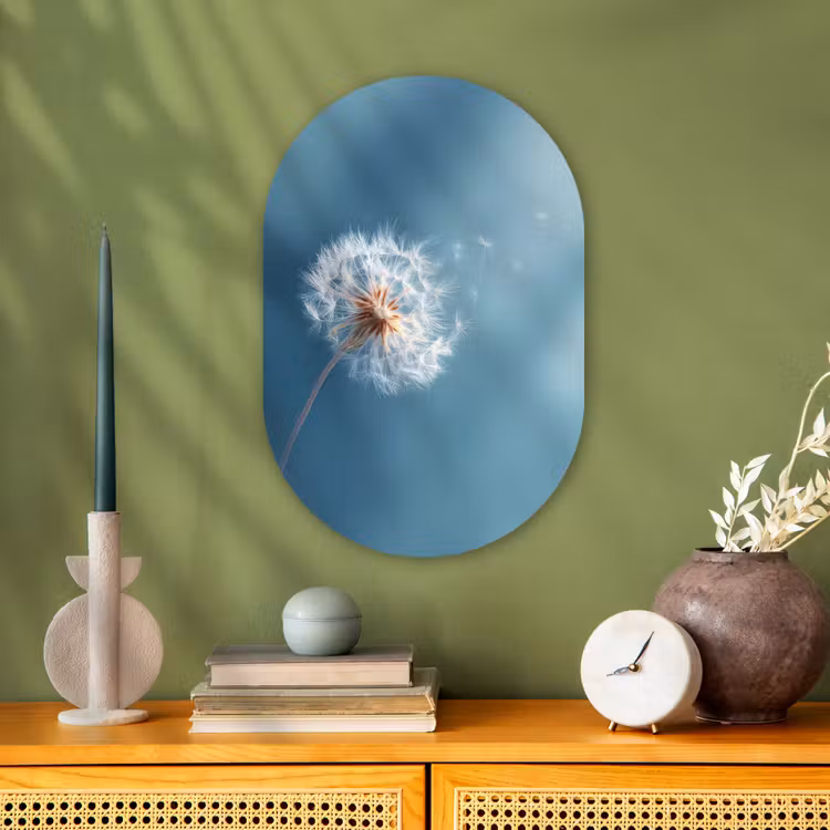 Muurovaal - Kunststof - Paardenbloem - Wind - Blauw — 2