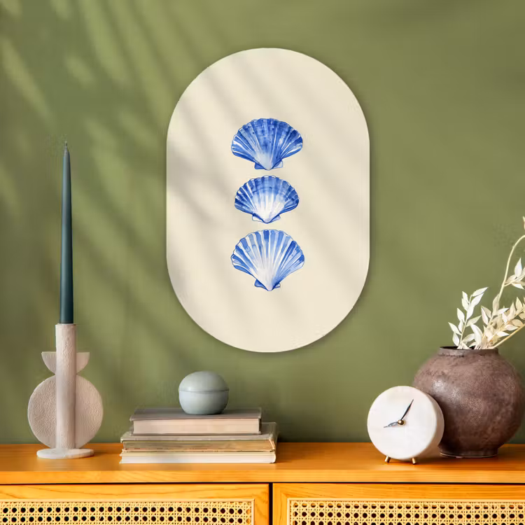 Muurovaal - Kunststof - Schelpen - Blauw - Beige — 2