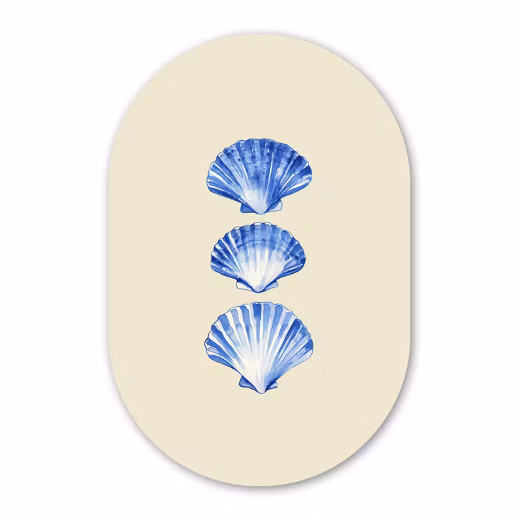 Muurovaal - Kunststof - Schelpen - Blauw - Beige — 3