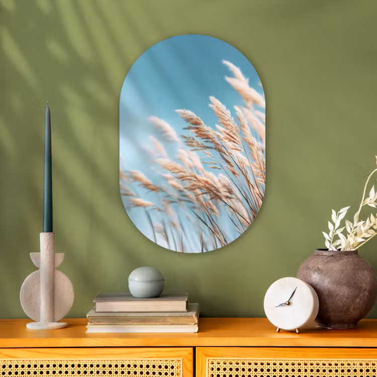 Muurovaal - Kunststof - Siergras - Wind - Lichtbruin — 1