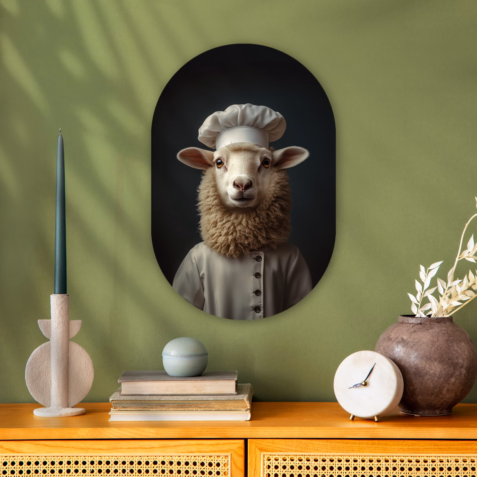 Muurovaal - Kunststof - Schaap - Wol - Kok — 1