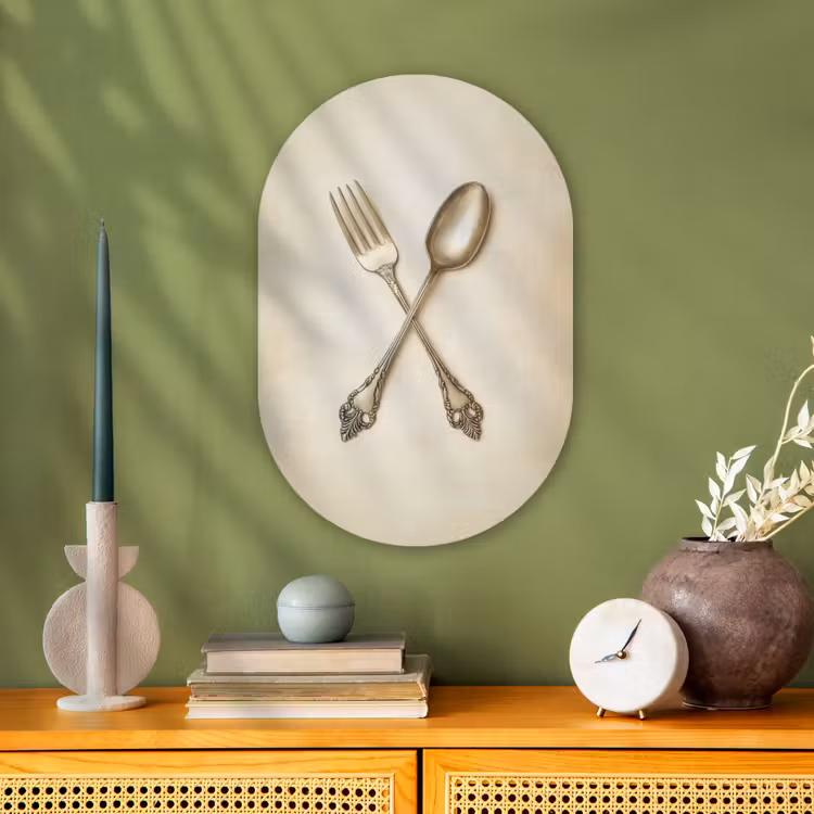 Muurovaal - Kunststof - Beige - Vintage - Bestek — 1
