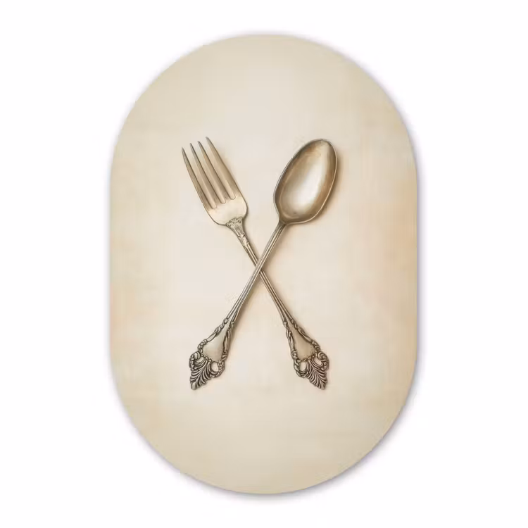 Muurovaal - Kunststof - Beige - Vintage - Bestek — 3