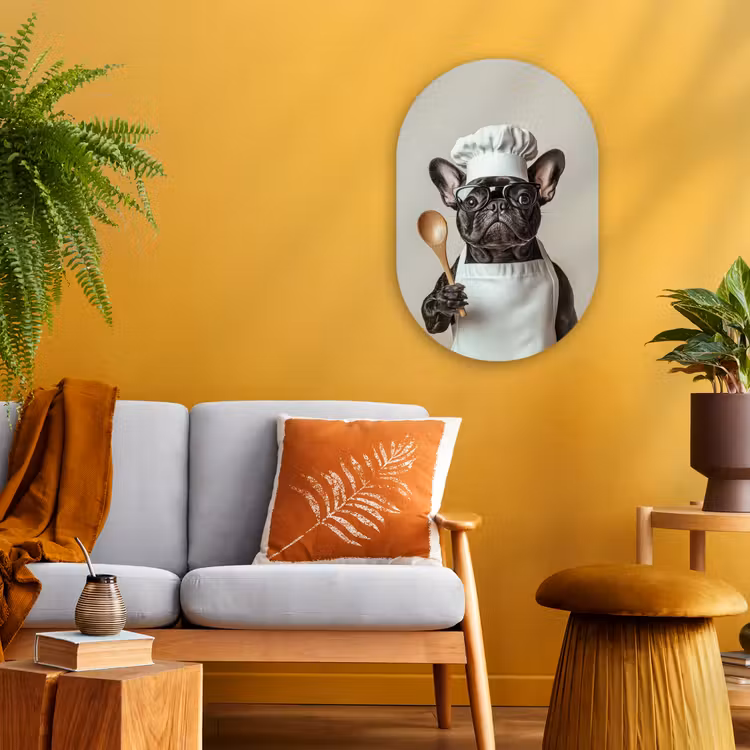 Muurovaal - Kunststof - Bril - Hond - Kok — 1