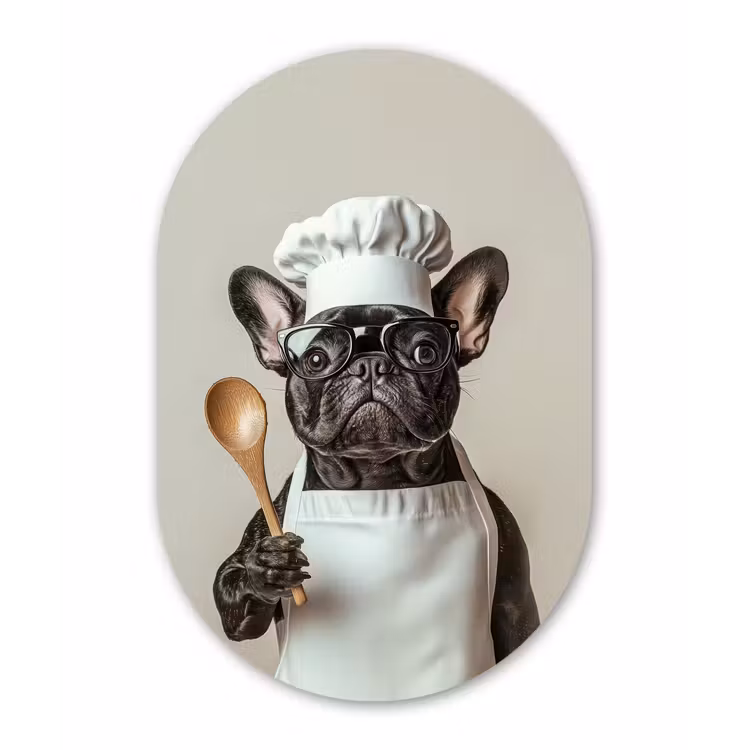 Muurovaal - Kunststof - Bril - Hond - Kok — 2