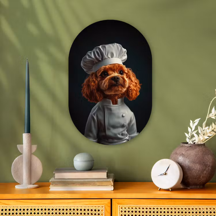 Muurovaal - Kunststof - Bruin - Kok - Hondje — 1