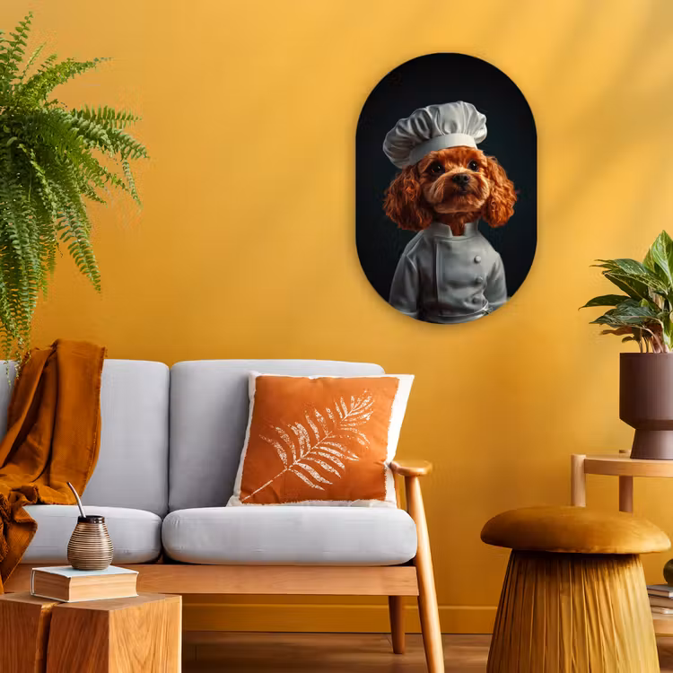 Muurovaal - Kunststof - Bruin - Kok - Hondje — 2