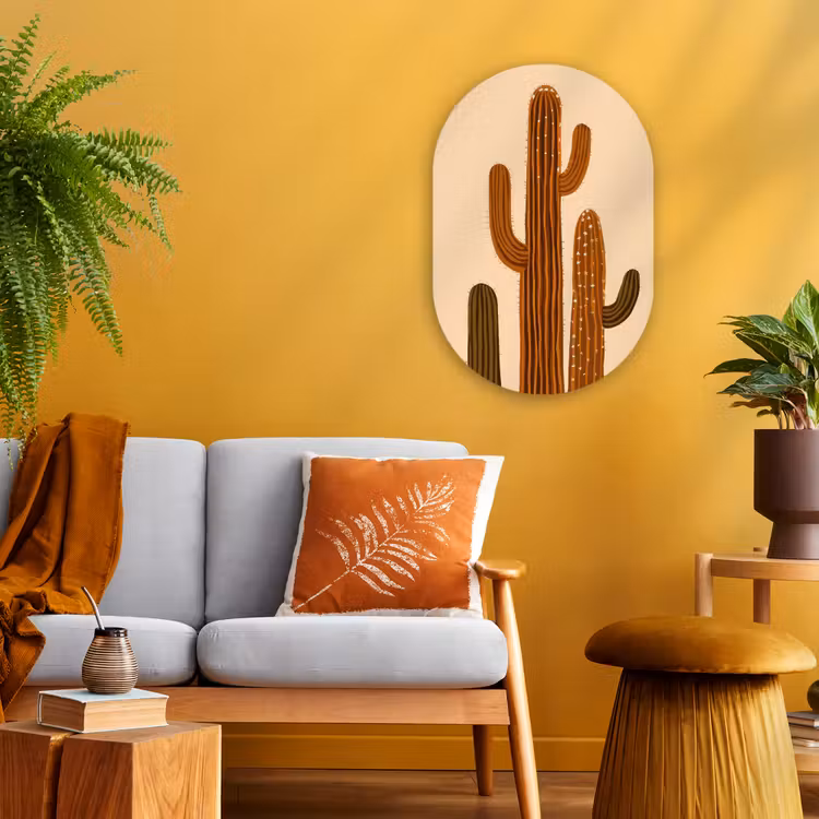Muurovaal - Kunststof - Cactus - Woestijn - Zand - Bruin — 2