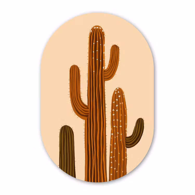 Muurovaal - Kunststof - Cactus - Woestijn - Zand - Bruin — 3