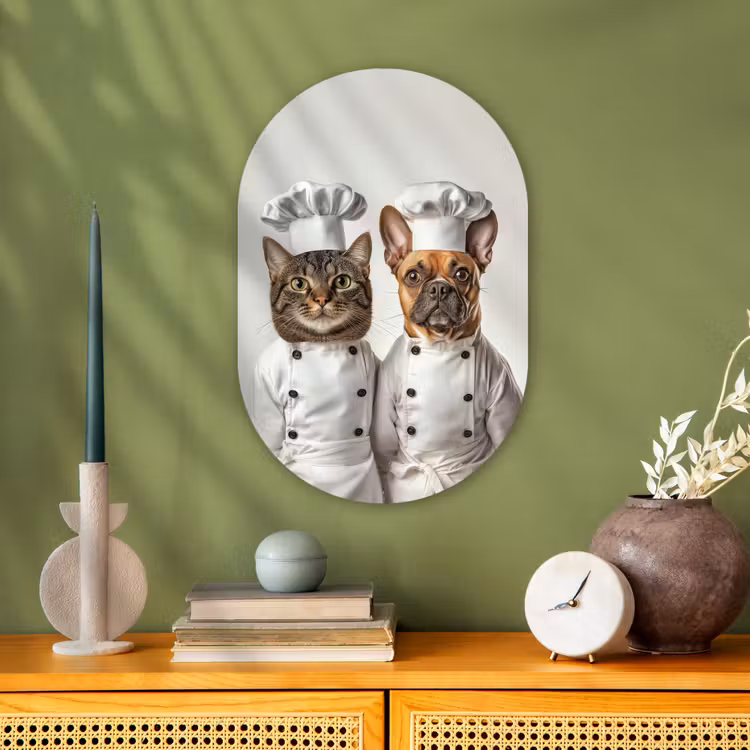 Muurovaal - Kunststof - Kat - Hond - Kokskleding — 2