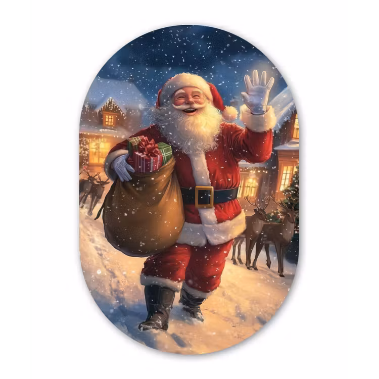 Muurovaal - Kunststof - Kerstman - Dorp - Hert - Donker — 3
