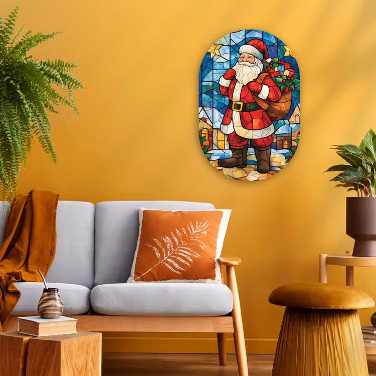 Muurovaal - Kunststof - Kerstman - Glas - Kleurrijk — 2
