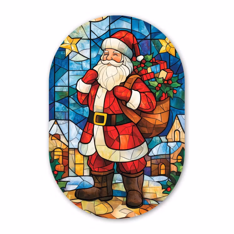 Muurovaal - Kunststof - Kerstman - Glas - Kleurrijk — 3