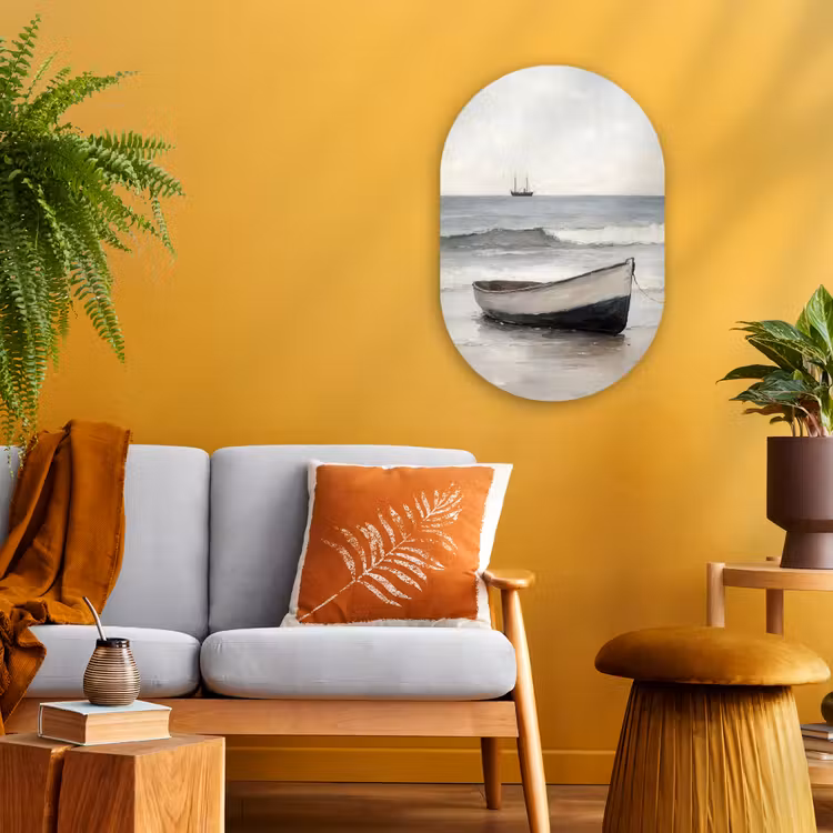 Muurovaal - Kunststof - Roeiboot - Zee - Horizon — 1