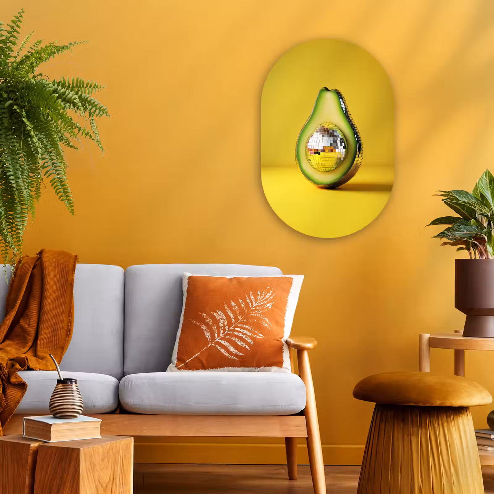 Muurovaal - Kunststof - Avocado - Discobal - Geel - Glitter — 1