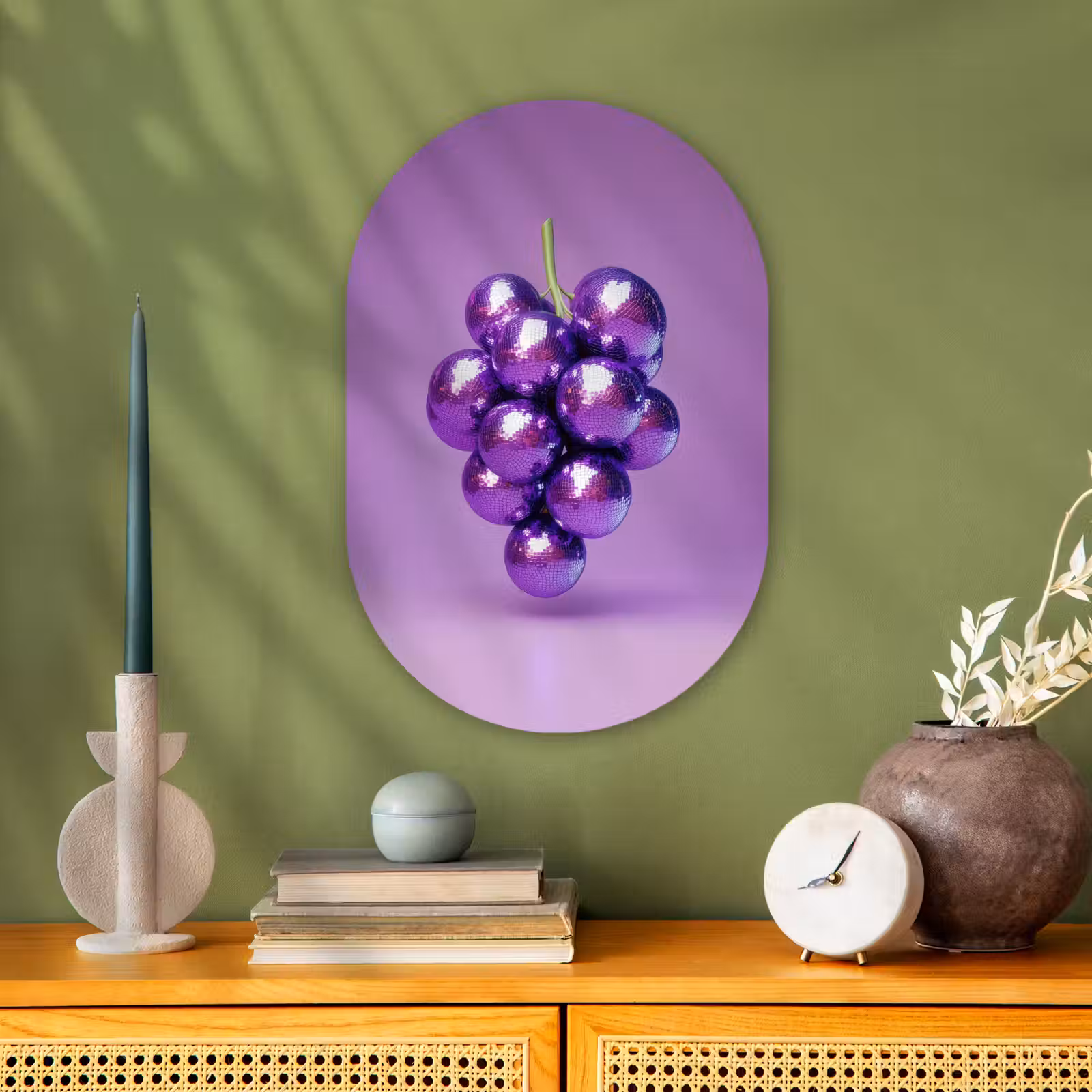 Muurovaal - Kunststof - Druif - Disco - Glitter - Paars — 1