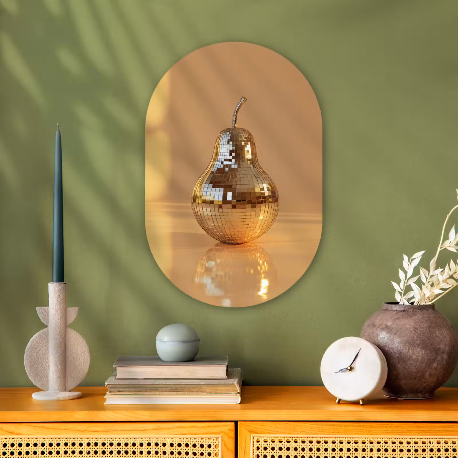 Muurovaal - Kunststof - Goud - Disco - Glitter - Peer — 1