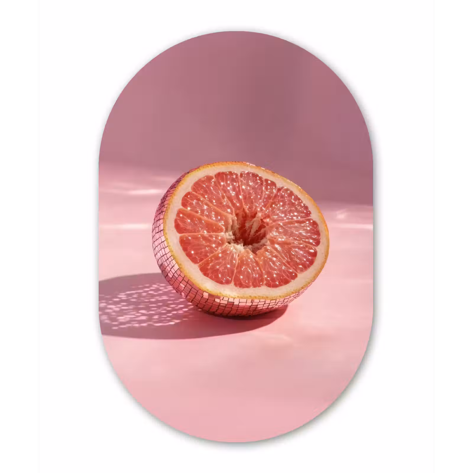 Muurovaal - Kunststof - Grapefruit - Roze - Disco - Shiny — 1