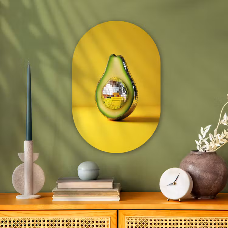 Muurovaal - Kunststof - Avocado - Discobal - Geel - Glitter — 2