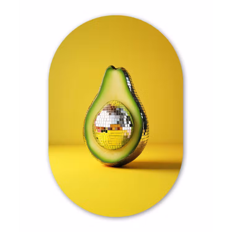 Muurovaal - Kunststof - Avocado - Discobal - Geel - Glitter — 3